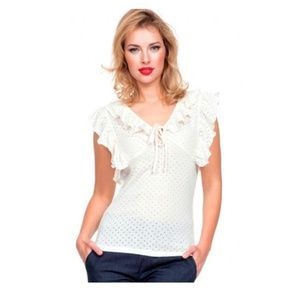 Knit Top - Cream Ruffles by Voodoo Vixen - S